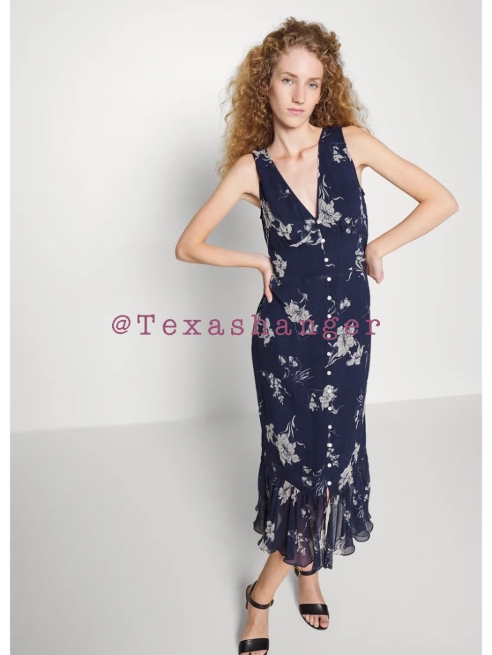 Lauren NWT Floral Crinkled Georgette Midi Dress Size 4